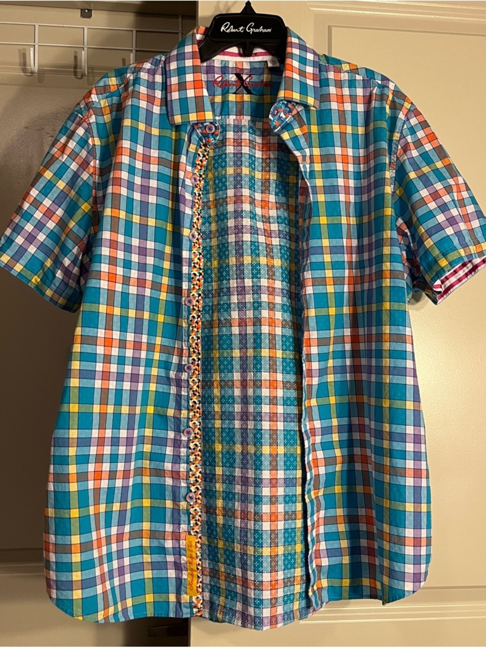 Robert Graham Multicolor Checkered Plaid Short-Sleeve Button-Down Shirt